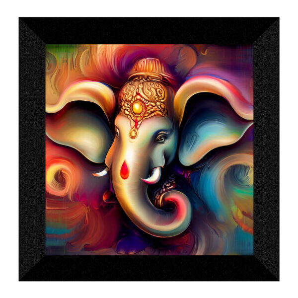 Vibrant Ganesha art frame, symbolizing wisdom and prosperity.