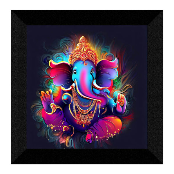 Vibrant Ganesha art frame, symbolizing wisdom and prosperity.