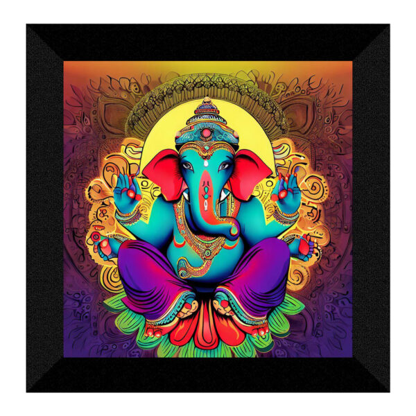 Vibrant Ganesha art frame, symbolizing wisdom and prosperity.