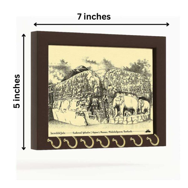 Arjuna’s Penance Mahabalipuram Canvas Key Holder - Timeless Indian Heritage for Your Home - Image 5
