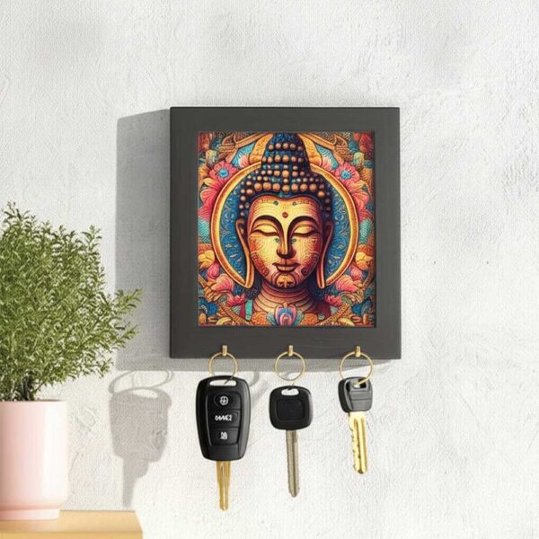 Buddha Canvas Key Holder – Elegant Wall Decor with Utility - Image 2