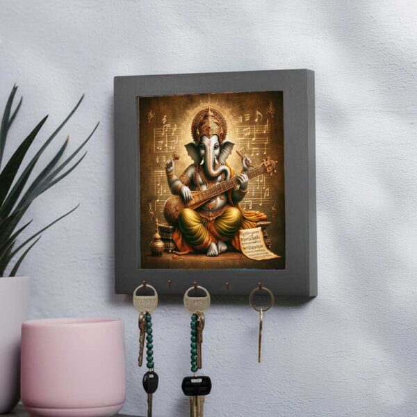 Ganesha Home Decor Canvas – Divine Musical Wall Art for Soulful Spaces - Image 2