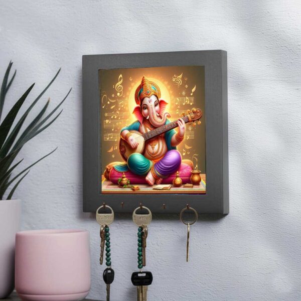 Ganesha Wall Art – Vibrant Musical Canvas with Hooks for Wall Decor & Gifting - Image 3