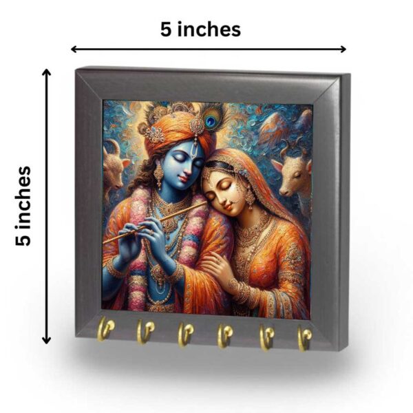 Radha Krishna canvas painting wall decor frame with brass hooks