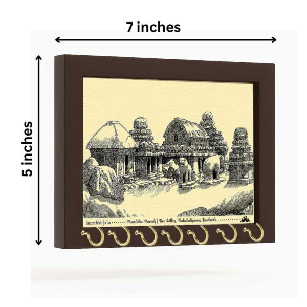 Five Rathas Mahabalipuram Canvas Key Holder - A Classic Souvenir from India’s Stone Chariots - Image 5