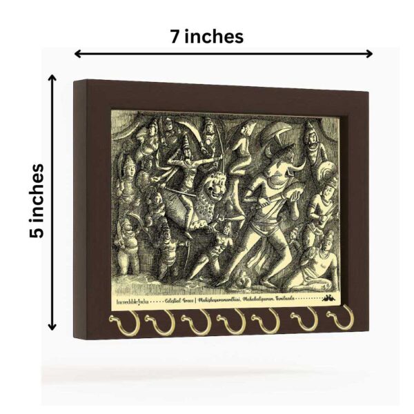 Mahishasuramardhini Cave Mahabalipuram Canvas Key Holder - A Souvenir of India’s Divine Art - Image 5