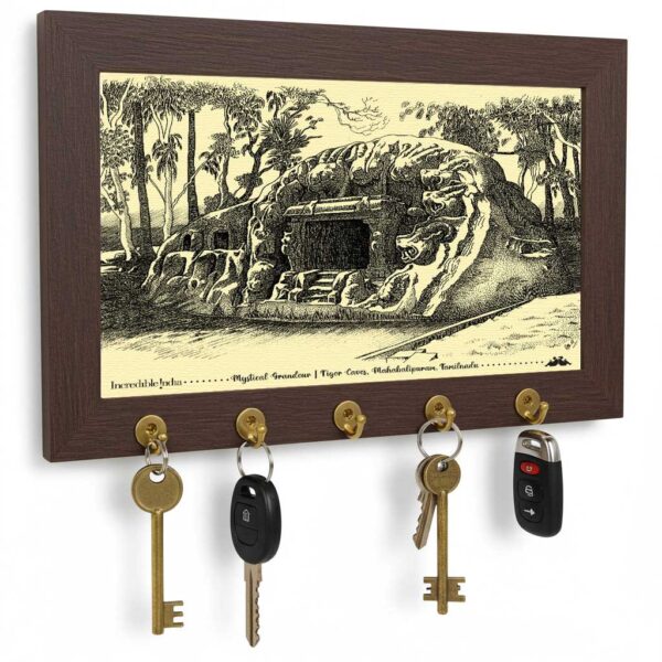 Tiger Caves Mahabalipuram Canvas Key Holder - An Artistic Souvenir from Tamil Nadu - Image 3