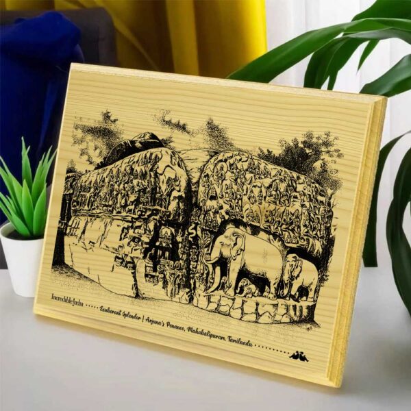 Arjuna’s Penance – Mahabalipuram Wooden Souvenir - Image 3