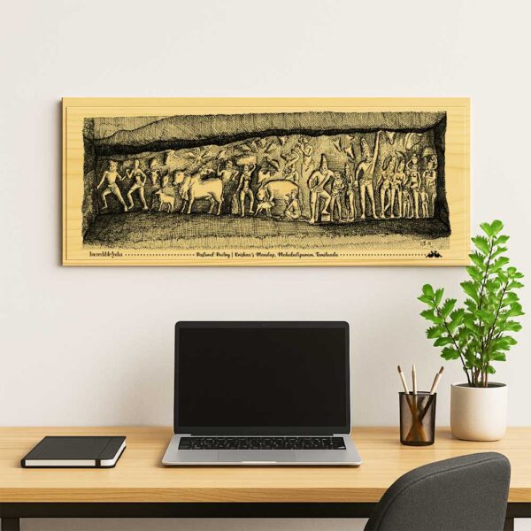 Krishna’s Mandap – Mahabalipuram Wooden Souvenir - Image 2