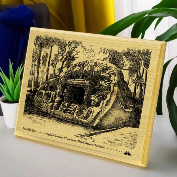 Tiger Caves – Mahabalipuram Wooden Souvenir - Image 3