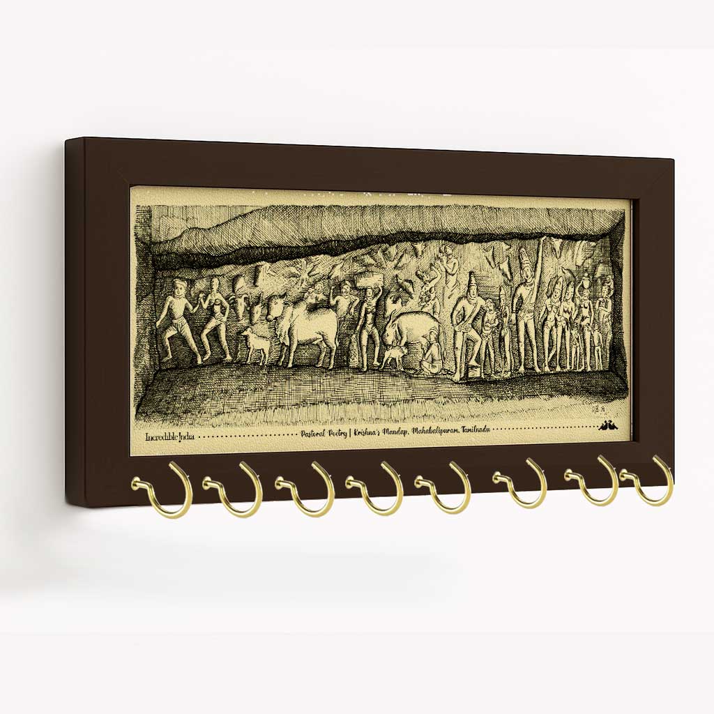Krishna’s Mandap Mahabalipuram Canvas Key Holder